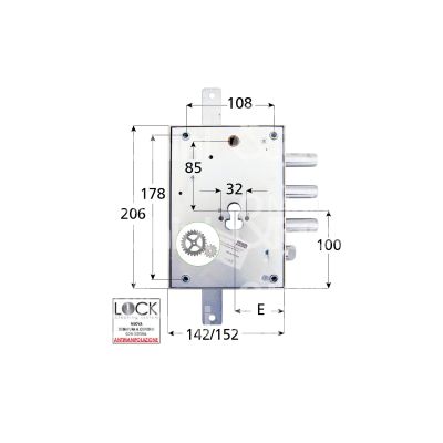 Atra serne43s serratura blindata a cilindro triplice e 63 sx 3 catenacci piÙ scrocco int. cat. 37 sporg. 3,5