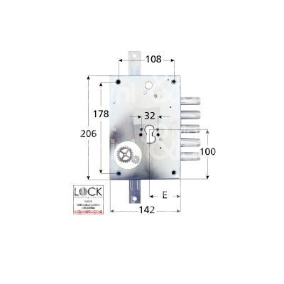 Atra serne44d serratura blindata a cilindro triplice e 63 dx 5 catenacci int. cat. 28 sporg. 3,5