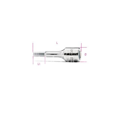 Beta 009100506 chiave a bussola art. 910pe attacco 3/8 pollici misura mm 6 - l mm 62 impronta esagonale maschio