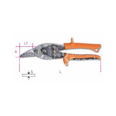 Beta 011230020 cesoia per lamiera art. 1123 l mm 250 taglio curvo dx impugnatura rivestita