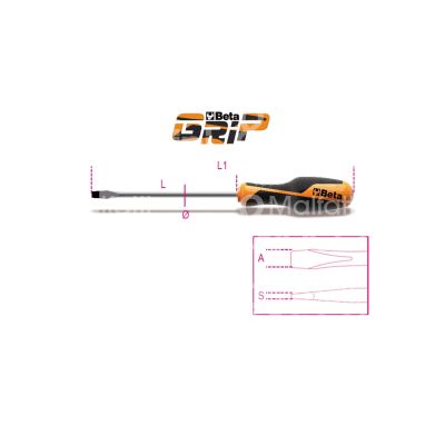 Beta 012600003 cacciavite a taglio art. 1260 beta grip impugnatura bimateriale impronta taglio lama mm 2,5 - l mm 50