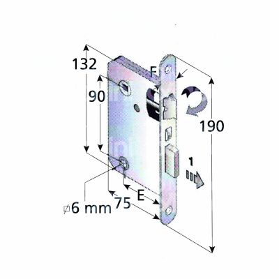 Bonaiti serrature 48441050+3 serratura patent bagno bordo tondo e 50 int. man. 90 scrocco piÙ catenaccio bronzata