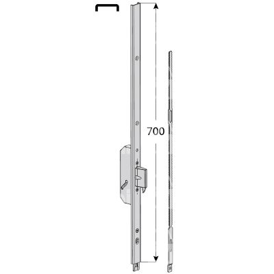 Cisa 06444560 kit prolunga per multipunto ambidestra catenaccio traslante frontale piatto 24 x 3