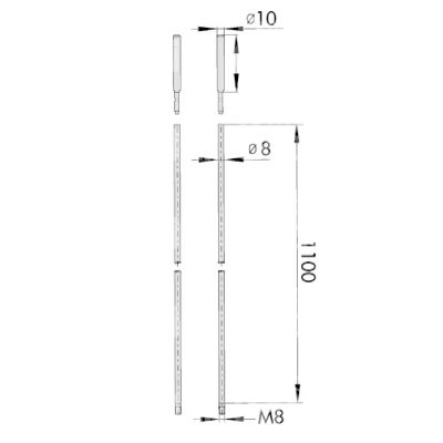 Cisa 07088030 aste per serrature da infilare zincata misura mm 1100 Ø 8