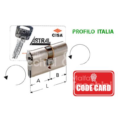 Cisa 0a3s1260 cil. sag. chiave/chiave astral sigillo frizionato 30 x 35 = 65 mm chiave punzonata profilo astral ita cifratura kd nichel satinato