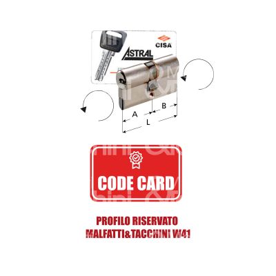 Cisa 0a3s1260pp cilindro sagomato chiave/chiave astral sigillo 30 x 35 = 65 mm chiave riservata m&t profilo w 41 cifratura kd cromo satinato