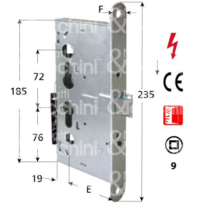 Cisa 13100650 elettroserratura per porte tagliafuoco e 65 quadro 9 ambidestra