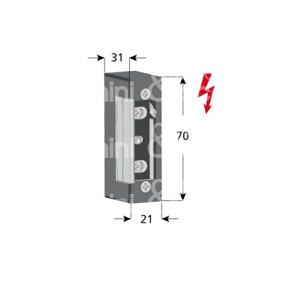 Cisa 15100000 incontro elettrico da incasso con fermo ambidestro 12v ca mm 70 x 21 x 31 senza frontale con antiripetitore