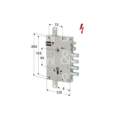 Cisa 15515280 elettroserratura per porte blindate a cilindro triplice e 64 ambidestra 4 catenacci piÙ scrocco int. cat. 28 sporg. 3,5