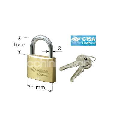 Cisa 21010300 lucchetto ad arco logo line mm 30 chiave piatta cifratura kd