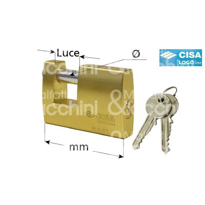 Cisa 21610500 lucchetto per serranda ottone logo line mm 52 chiave piatta cifratura kd