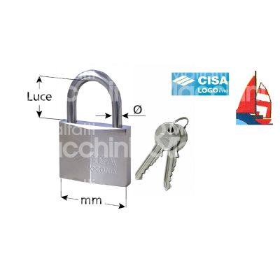 Cisa 21710600 lucchetto ad arco inox logo line mm 60 chiave piatta cifratura kd