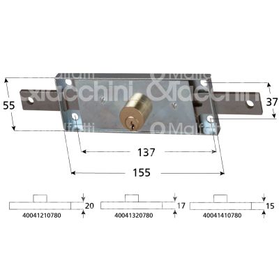 Cisa 41410780 serratura per serranda centrale foro tondo / chiave piatta cifratura kd