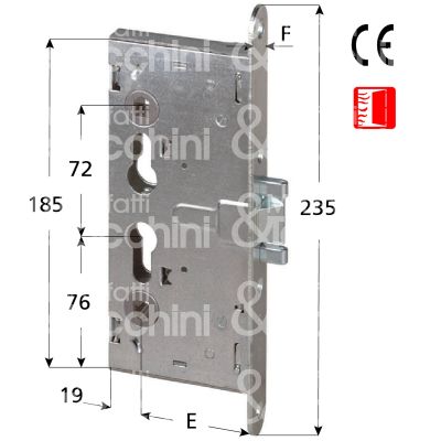 Cisa 43020650 serratura scrocco piÙ catenaccio per porte tagliafuoco e 65 quadro 9 ambidestra