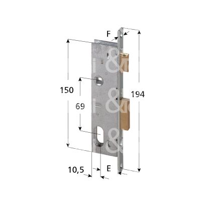 Cisa 44225300 serratura infilare per montante 2 mandate cilindro ovale 30 laterale catenaccio piÙ scrocco