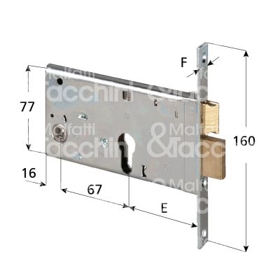 Cisa 44360700 serratura infilare per fasce 2 mandate cilindro sagomato 70 laterale catenaccio piÙ scrocco