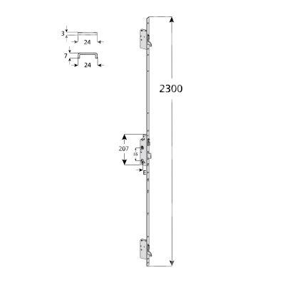 Cisa 4a000350 multipunto elettrica e 35 ambidestra catenaccio traslante foro sagomato frontale piatto 24 x 3