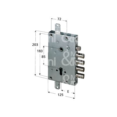 Cisa 56415480 serratura blindata a cilindro triplice e 64 ambidestra 4 catenacci piÙ scrocco int. cat. 28 sporg. 3,5