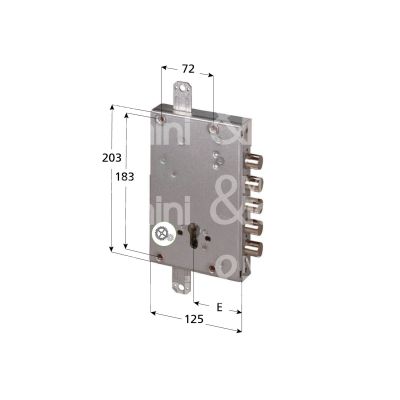 Cisa 5650528b serratura blindata a cilindro triplice e 64 ambidestra 5 catenacci int. cat. 28 sporg. 3,5