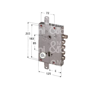 Cisa 56515250 serratura blindata a cilindro triplice e 64 ambidestra 4 catenacci piÙ scrocco int. cat. 25 sporg. 3,5