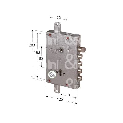 Cisa 5651548b serratura blindata a cilindro triplice e 64 ambidestra 4 catenacci piÙ scrocco int. cat. 28 sporg. 3,5