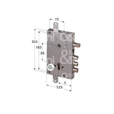 Cisa 56515480ce serratura blindata a cilindro triplice e 64 ambidestra 3 catenacci piÙ scrocco int. cat. 28 sporg. 13,5