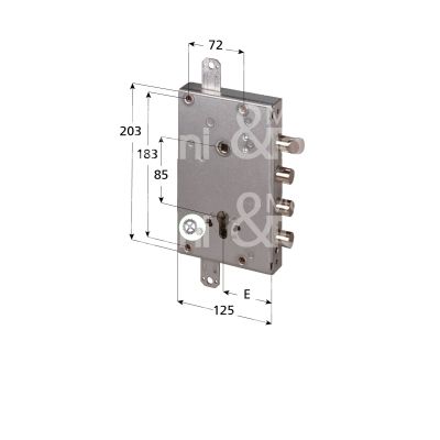 Cisa 56515580ca serratura blindata a cilindro triplice e 64 ambidestra 3 catenacci piÙ scrocco int. cat. 38 sporg. 7,5