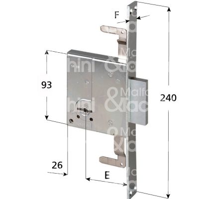 Cisa 57226500 serratura doppia mappa da infilare triplice e 50 solo catenaccio 2 mandate ambidestra kd