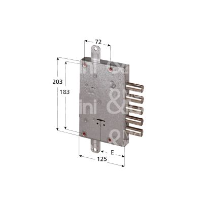 Cisa 57505280 serratura doppia mappa per blindata triplice e 64 ambidestra 5 catenacci int. cat. 28 sporg. 3,5