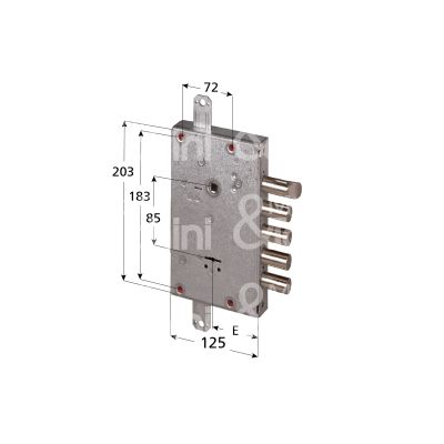 Cisa 57515380ca serratura doppia mappa per blindata triplice e 64 ambidestra 3 catenacci piÙ scrocco int. cat. 38 sporg. 7,5