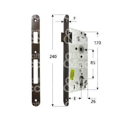 Cisa 5c63135047 serratura patent bordo tondo e 35 int. man. 85 scrocco piÙ catenaccio bronzata