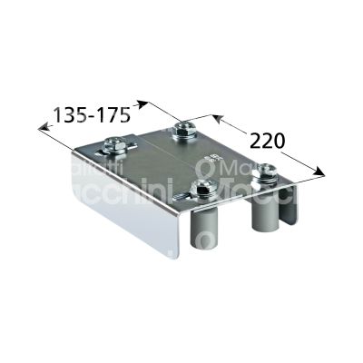 Comunello 255220 piastra guida per cancelli 4 rulli art. 255-220 acciaio zincato Ø mm 30 regolazione mm 35/62 l mm 220 h mm 58 p mm 135/175