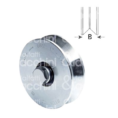 Comunello 305v100 ruota gola v art. 305v-100 acciaio zincato Ø mm 100 l mm 28 - 2 cuscinetto perno m 14 x 70 portata kg 425