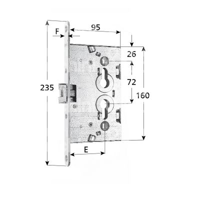 Corbin pn5c serratura solo scrocco per porte cantina e 65 quadro 8 ambidestra