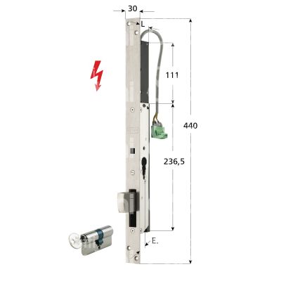 Corni 5500120 elettroserratura motorizzata catenaccio basculante e 20 ambidestra tensione 12v dc