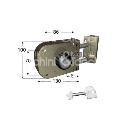 Cr 1650dx serratura applicare pompa Ø 27 laterale e 60 2 catenacci piÙ scrocco int. fiss. 70 x 84 x 86