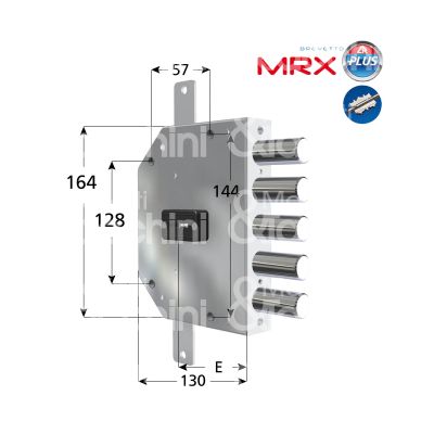 Cr 210528mrxd serratura doppia mappa per blindata triplice e 60 dx 5 catenacci int. cat. 28 sporg. 3,5