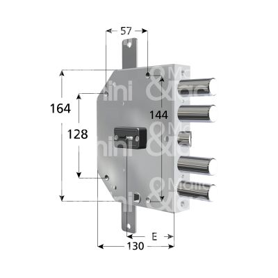 Cr 215556dx serratura doppia mappa per blindata triplice e 60 dx 2 catenacci piÙ scrocco int. cat. 56 sporg. 3,5