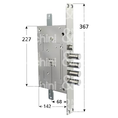 Cr 265001 serratura doppia mappa per blindata triplice e 68 ambidestra 4 catenacci piÙ scrocco int. cat. 28