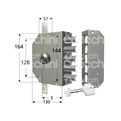 Cr 3300c60dx serratura applicare pompa Ø 27 quintuplice e 60 5 catenacci int. fiss. 57 x 144 x 128