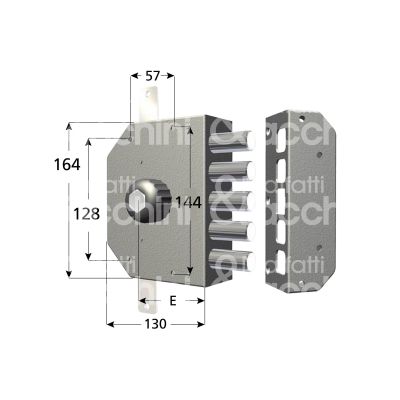 Cr 3200p60dx serratura applicare pompa Ø 27 triplice e 60 5 catenacci int. fiss. 57 x 144 x 128