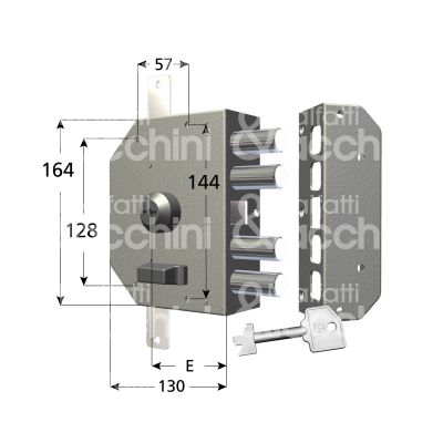 Cr 3350c60dx serratura applicare pompa Ø 27 quintuplice e 60 4 catenacci piÙ scrocco int. fiss. 57 x 144 x 128