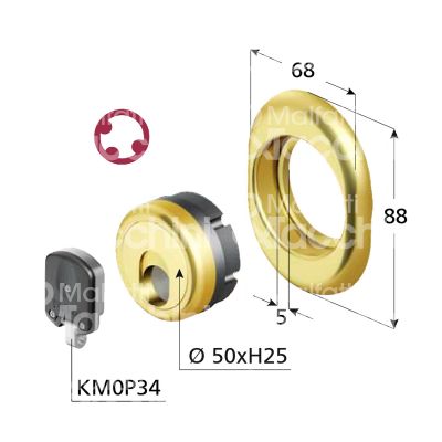 Disec 3g3fmbcs protettore magnetico monolito chiave magnetica interasse fori mm 31 misura Ø 54 profondita' mm 25 cromo satinato