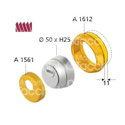 Disec bd260nol protettore monolito interasse fori mm 38 misura Ø 54 profondita' mm 25 ottone lucido