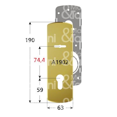 Disec ki902inxl placca foro doppia mappa piÙ cilindro cromo lucido interasse 74,4 mm 63 x 190