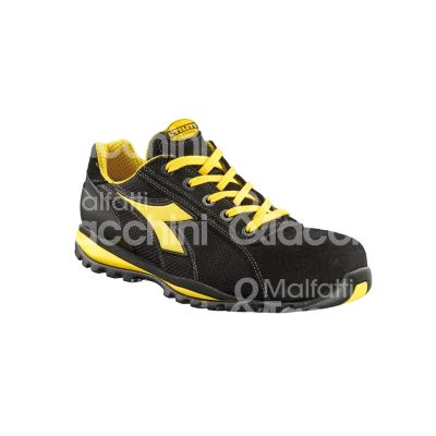 Diadora 170236n38 scarpa antinfortunistica bassa glove ii text low classe di protezione s1p hro sra taglia 38 colore nero/giallo tomaia tessuto rete e vitello scamosciato suola eva e pu puntale acciaio 200 j lamina antiperforazione conformità en iso 20345