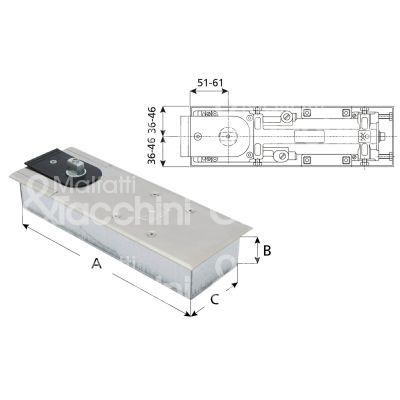 Dorma 61801201 chiudiporta pavimento bts75 forza 1÷4 90° portata kg max 120