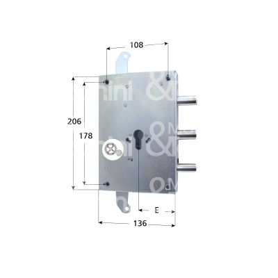 Mul-t-lock cm1s43 serratura blindata a cilindro triplice e 63 ambidestra 3 catenacci int. cat. 56 sporg. 3,5