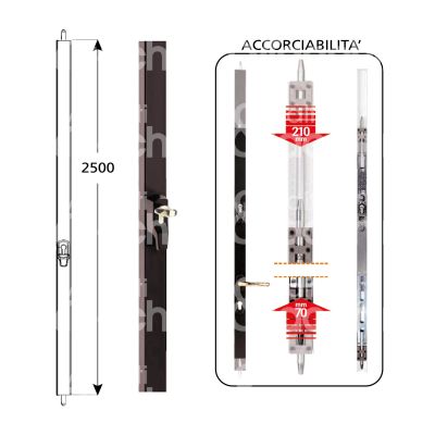 Mul-t-lock e11002500m minisbarra verticale ema universale dx foro sagomato 2 punti di chiusura misura 2500