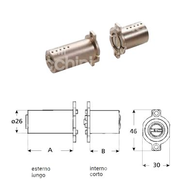 Mul-t-lock mf77sn30s0 cilindro per serratura fichet 50 x 33 = Ø 26 chiave punzonata cifratura kd nichelato